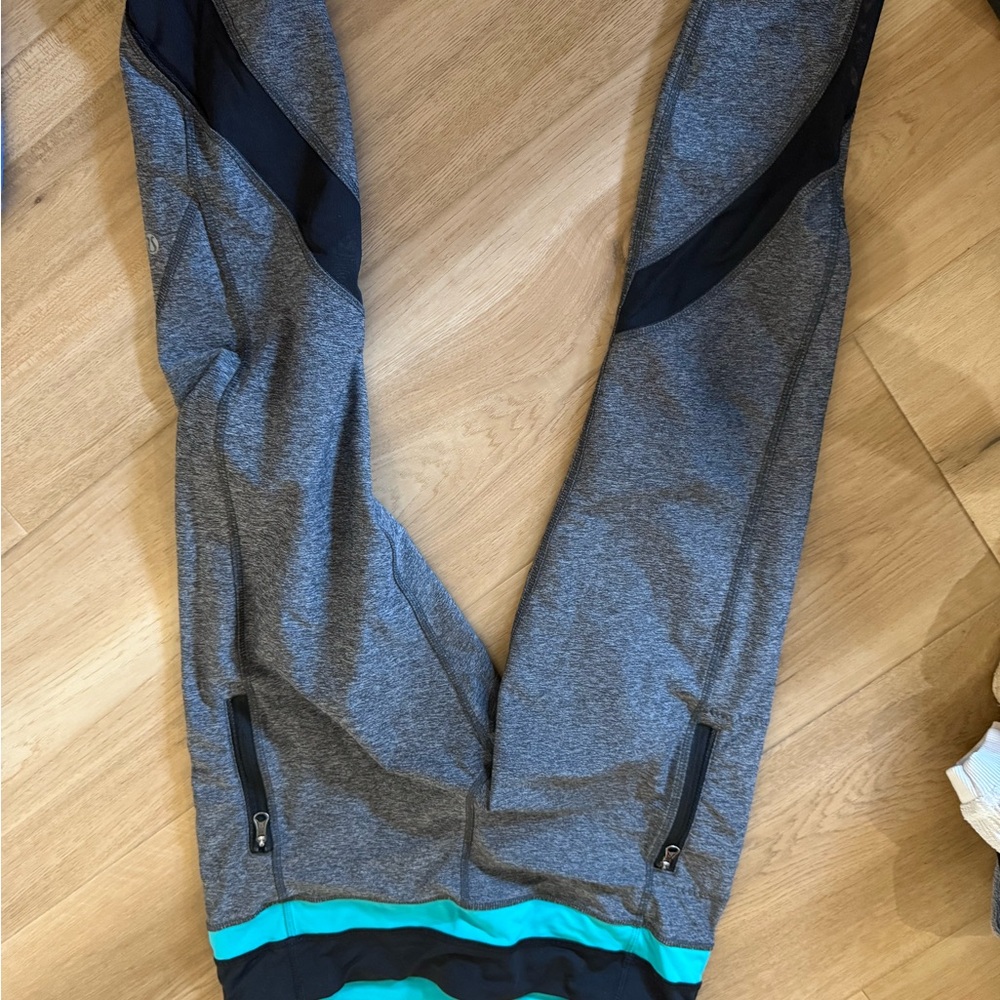 Gray and Black Athletic Pants with Blue Accents